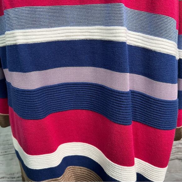 Chicos XL Striped Button Shoulder Pullover Sweater‎ Ribbed Stripes 3/4 Sleeves - Picture 6 of 11